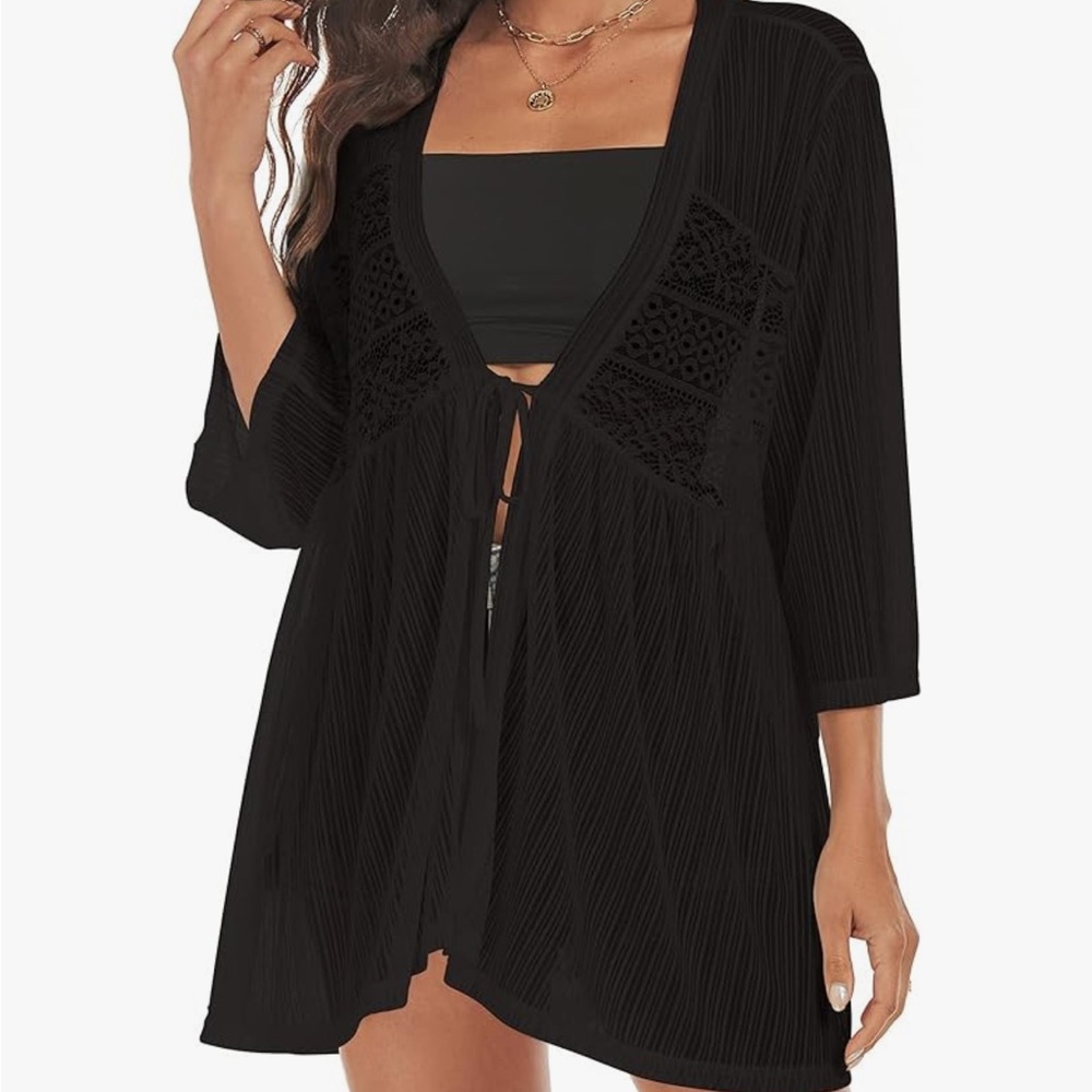 Zaful Black Crochet Swim Cover-Up
